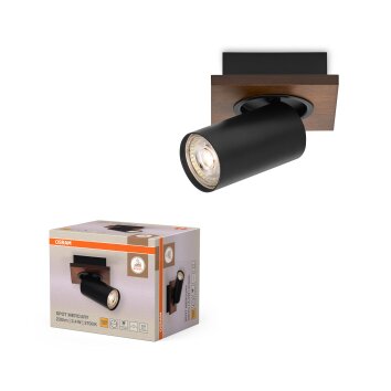 Spot Plafonnier, Spot de plafond Luminaires Osram LED Couleur bois, Noir, 1 lumière