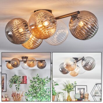 Chehalis Plafonnier, Boule lumineuse Ambre, Clair, Fumé, 5 lumières