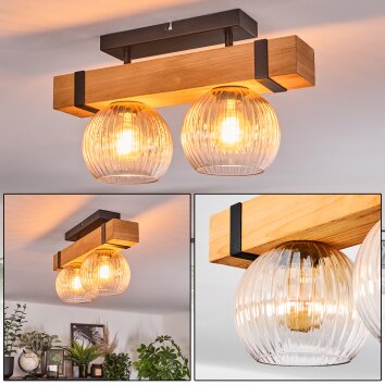 Sernadelo Plafonnier, Boule lumineuse Écru, Noir, 2 lumières