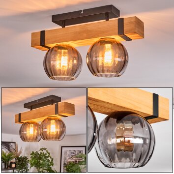 Sernadelo Plafonnier, Boule lumineuse Écru, Noir, 2 lumières