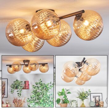 Chehalis Plafonnier, Boule lumineuse Ambre, 5 lumières