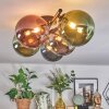 Chehalis Plafonnier, Boule lumineuse Bleu, Chrome, Vert, Cuivré, Fumé, 5 lumières