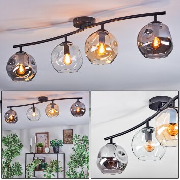 Ripoll Plafonnier, Boule lumineuse Ambre, Clair, Fumé, 4 lumières