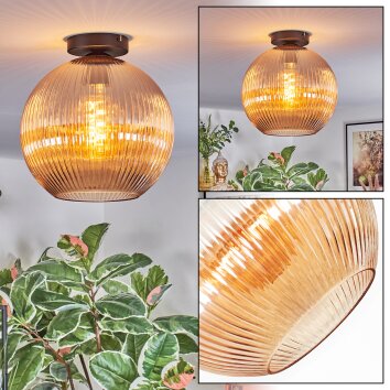 Koyoto Plafonnier, Boule lumineuse 12 cm Ambre, 1 lumière