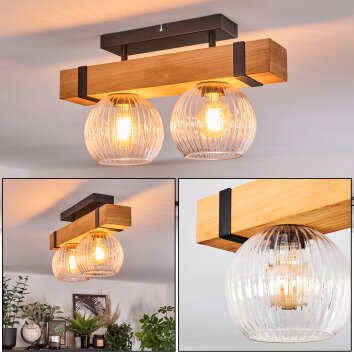 Sernadelo Plafonnier, Boule lumineuse Écru, Noir, 2 lumières