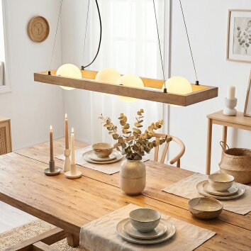 Zanin Suspension, Suspension Écru, Noir, 4 lumières