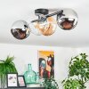 Koyoto Plafonnier, Boule lumineuse Ambre, Chrome, Clair, Fumé, 4 lumières