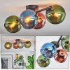 Koyoto Plafonnier, Boule lumineuse Bleu, Vert, Cuivré, 4 lumières