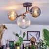 Chehalis Plafonnier, Boule lumineuse Ambre, Clair, Fumé, 3 lumières
