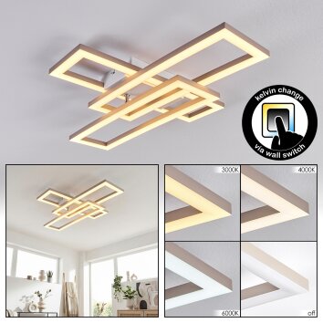 Marluk Plafonnier LED Chrome, Sable, Blanc, 1 lumière