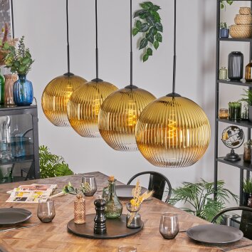 Koyoto Suspension, Boule lumineuse, Suspension Or, Clair, 4 lumières