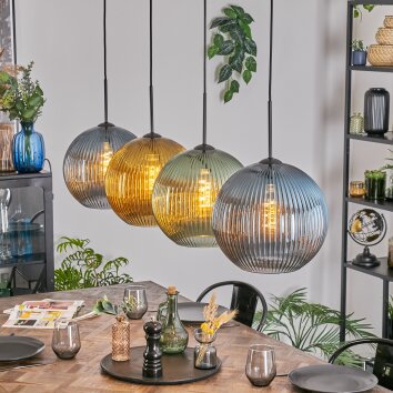 Koyoto Suspension, Boule lumineuse, Suspension Bleu, Or, Vert, 4 lumières