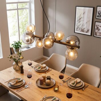 Chehalis Suspension, Boule lumineuse, Suspension Ambre, Clair, Fumé, 8 lumières