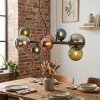 Chehalis Suspension, Boule lumineuse, Suspension Bleu, Chrome, Vert, Cuivré, Fumé, 8 lumières