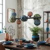Chehalis Suspension, Boule lumineuse, Suspension Bleu, Vert, Cuivré, 8 lumières