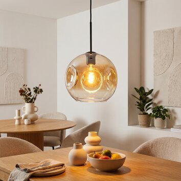 Ripoll Suspension, Boule lumineuse, Suspension Ambre, Clair, 1 lumière