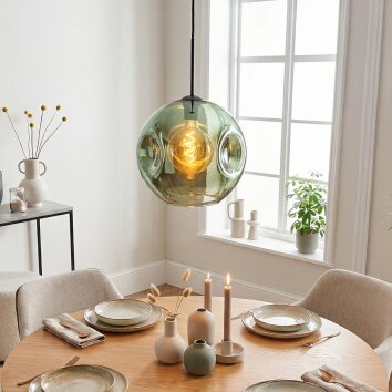 Ripoll Suspension, Boule lumineuse, Suspension Vert, 1 lumière