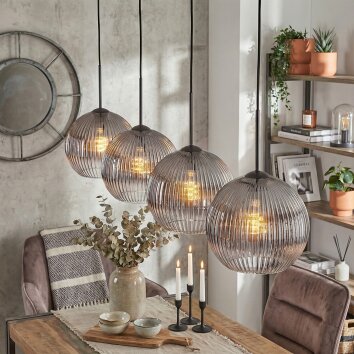 Koyoto Suspension, Boule lumineuse, Suspension Clair, Fumé, 4 lumières