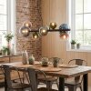 Chehalis Suspension, Boule lumineuse, Suspension Bleu, Vert, Clair, Cuivré, 8 lumières