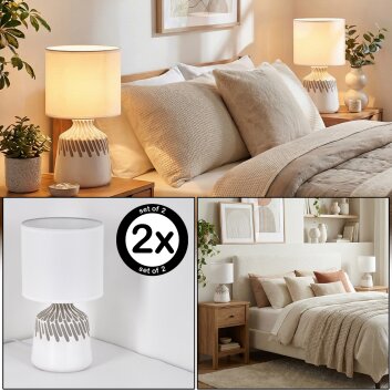 Mirvel Lampe à poser Gris, Blanc, 1 lumière