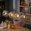 Ripoll Suspension, Boule lumineuse, Suspension Ambre, Clair, Fumé, 4 lumières