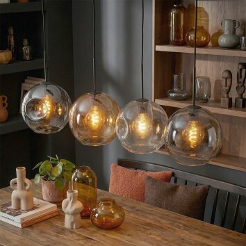 Ripoll Suspension, Boule lumineuse, Suspension Ambre, Clair, Fumé, 4 lumières