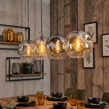 Ripoll Suspension, Boule lumineuse, Suspension Ambre, Clair, Fumé, 4 lumières