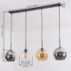 Koyoto Suspension, Boule lumineuse, Suspension Ambre, Chrome, Clair, Fumé, 4 lumières
