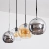Koyoto Suspension, Boule lumineuse, Suspension Ambre, Chrome, Clair, Fumé, 4 lumières