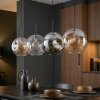 Ripoll Suspension, Boule lumineuse, Suspension Ambre, Clair, Fumé, 4 lumières