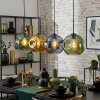 Ripoll Suspension, Boule lumineuse, Suspension Bleu, Or, Vert, 4 lumières