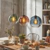 Koyoto Suspension, Boule lumineuse, Suspension Bleu, Vert, Clair, Cuivré, 3 lumières