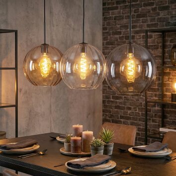 Koyoto Suspension, Boule lumineuse, Suspension 30 cm Ambre, Clair, Fumé, 3 lumières