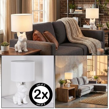 Harol Lampe à poser Chrome, Blanc, 1 lumière