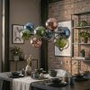 Gastor Suspension, Boule lumineuse, Suspension Bleu, Vert, Cuivré, 8 lumières