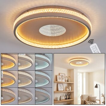 Halin Plafonnier LED Sable, Transparent, 1 lumière, Télécommandes