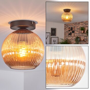Koyoto Plafonnier, Boule lumineuse 20 cm Ambre, 1 lumière