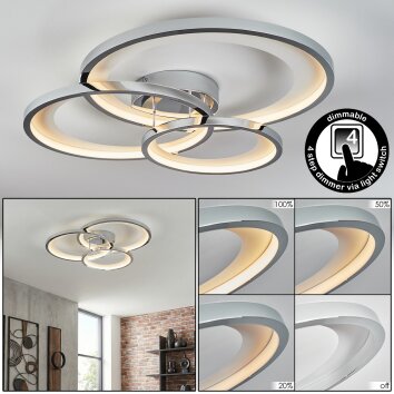 Baiyin Plafonnier LED Chrome, Argenté, 1 lumière
