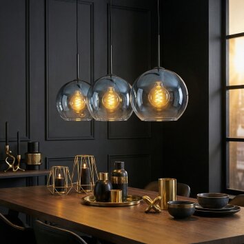 Koyoto Suspension, Boule lumineuse, Suspension Bleu, Clair, 3 lumières