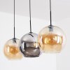 Koyoto Suspension, Boule lumineuse, Suspension Ambre, Chrome, Fumé, 3 lumières