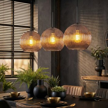 Koyoto Suspension, Boule lumineuse, Suspension Cuivré, 3 lumières