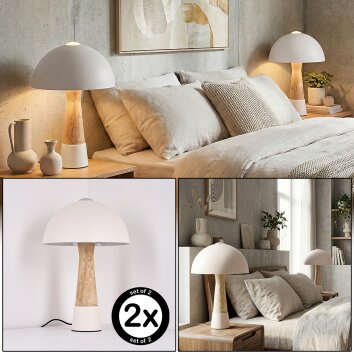 Forgek Lampe à poser Crème, Pierre, Blanc, 1 lumière