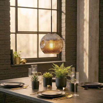 Ripoll Suspension, Boule lumineuse, Suspension Chrome, Fumé, 1 lumière