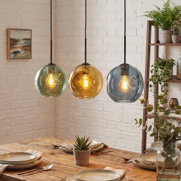 Ripoll Suspension, Boule lumineuse, Suspension Bleu, Or, Vert, 3 lumières