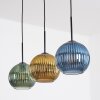Koyoto Suspension, Boule lumineuse, Suspension Bleu, Or, Vert, 3 lumières