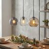 Koyoto Suspension, Boule lumineuse, Suspension Ambre, Clair, Fumé, 3 lumières