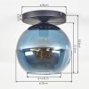 Koyoto Plafonnier, Boule lumineuse 25 cm Bleu, 1 lumière