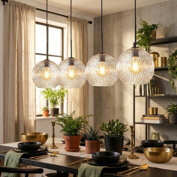 Ripoll Suspension, Boule lumineuse, Suspension Clair, 4 lumières