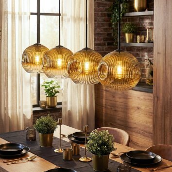 Ripoll Suspension, Boule lumineuse, Suspension Or, Clair, 4 lumières