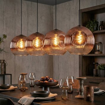 Ripoll Suspension, Boule lumineuse, Suspension Clair, Cuivré, 4 lumières